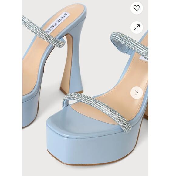 Zayne-R Blue Rhinestone Platform High Heel Slide Sandals sz 8M - Picture 4 of 5